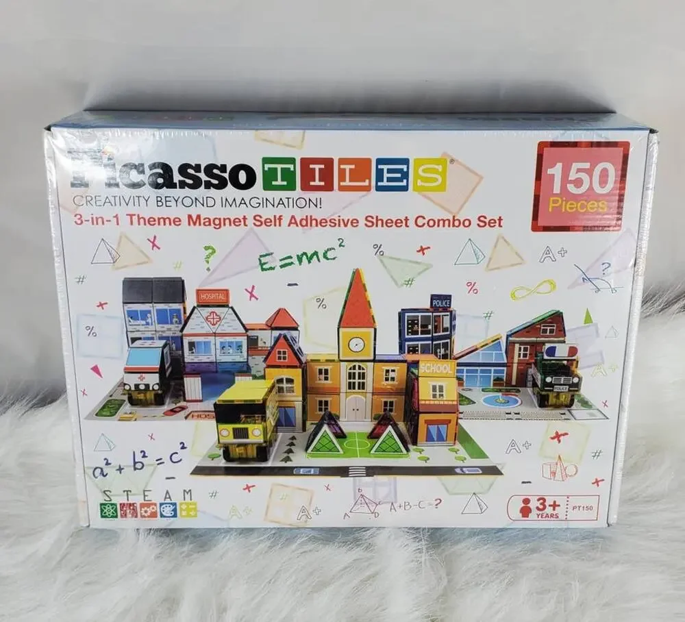 NEW PicassoTiles 3-in-1 Theme Set School Hospital Police Station 150 pc PT150